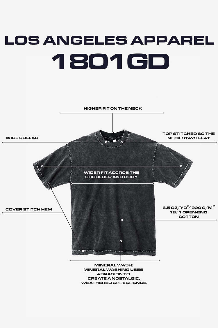LA Apparel S/S Mineral Wash Crew 6.5oz w/ Print