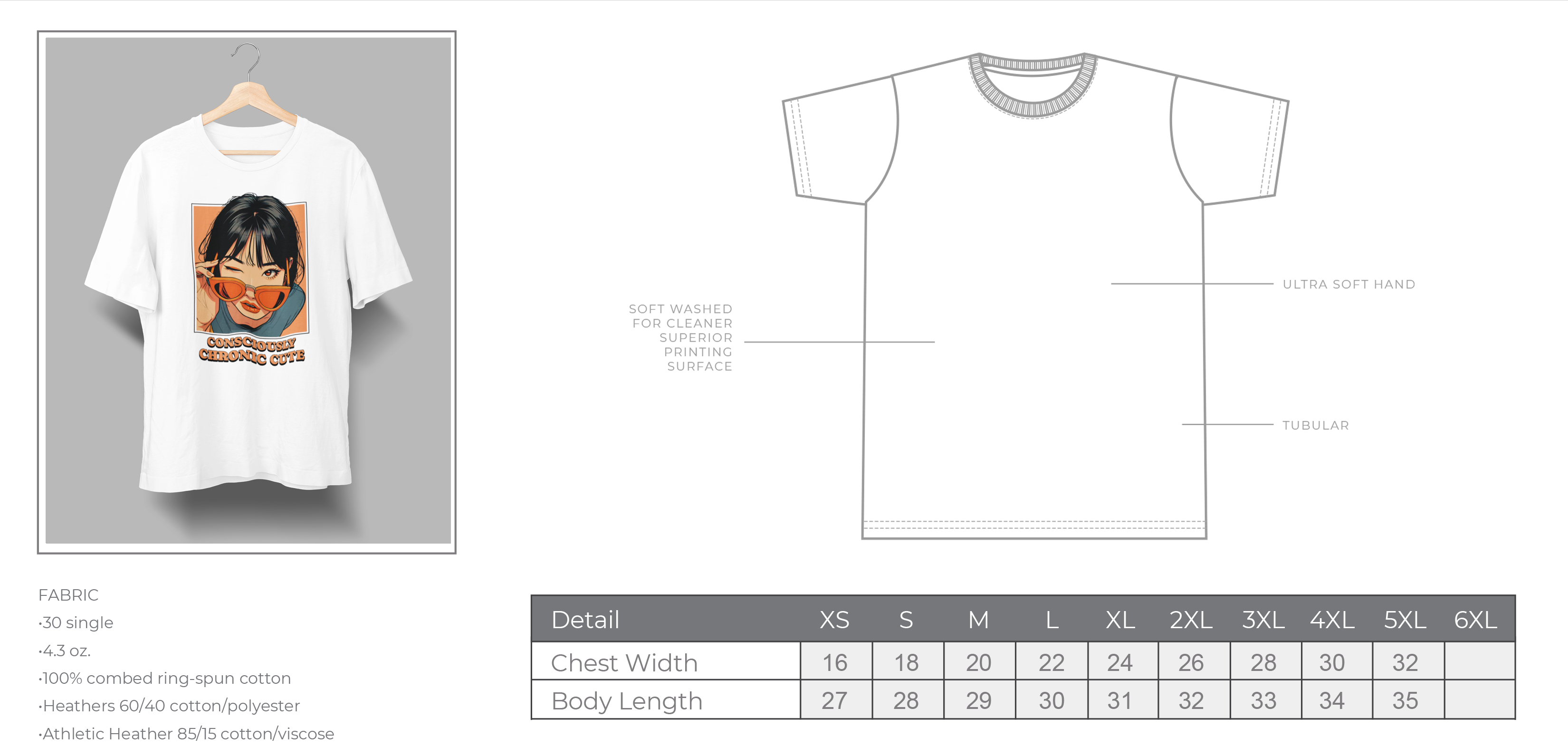 Consciously Chronic Cute T-Shirt - 4.3oz 100% Cotton Tee