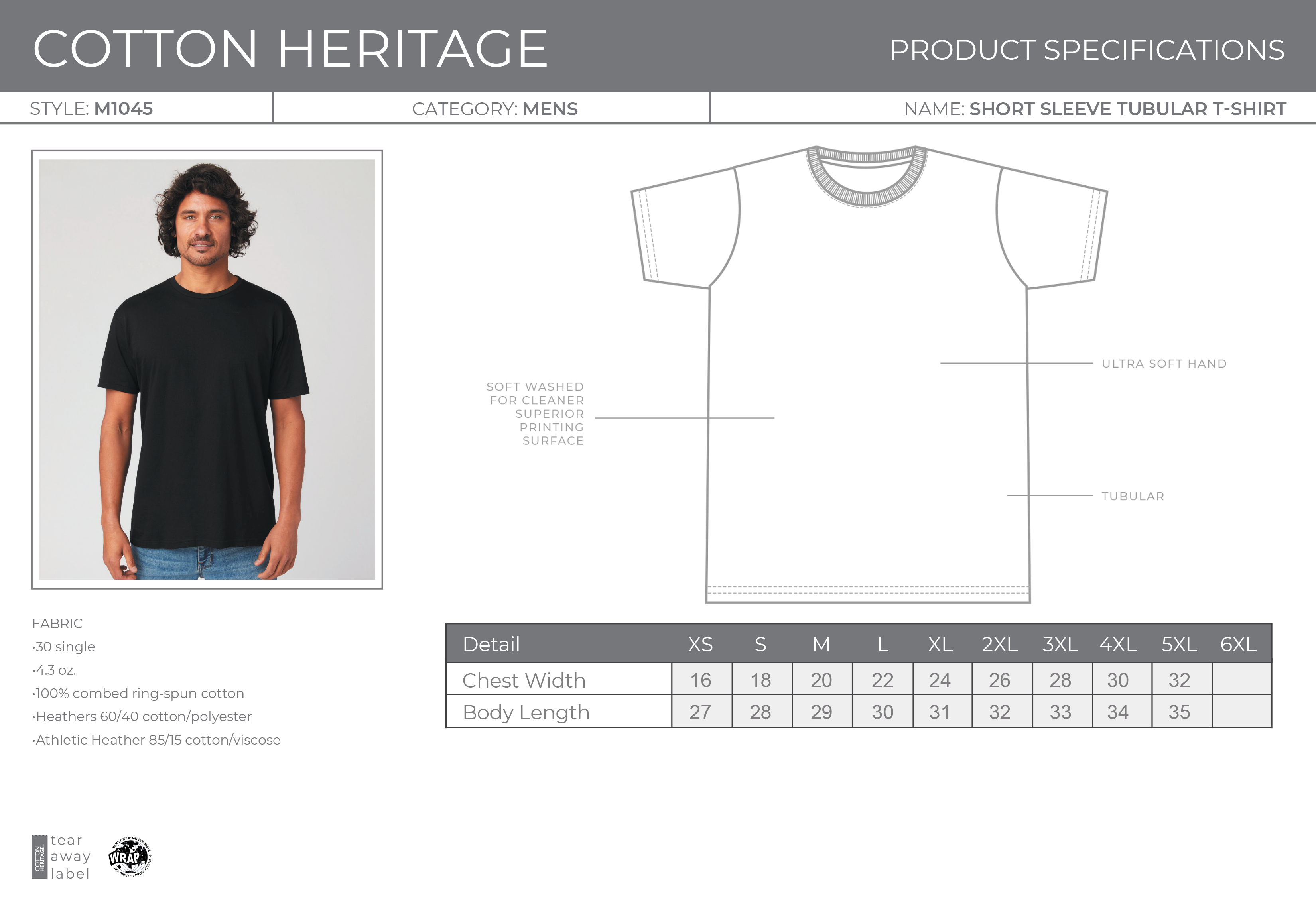 Cotton Heritage Unisex Short Sleeve Tubular T-Shirt w/ Print