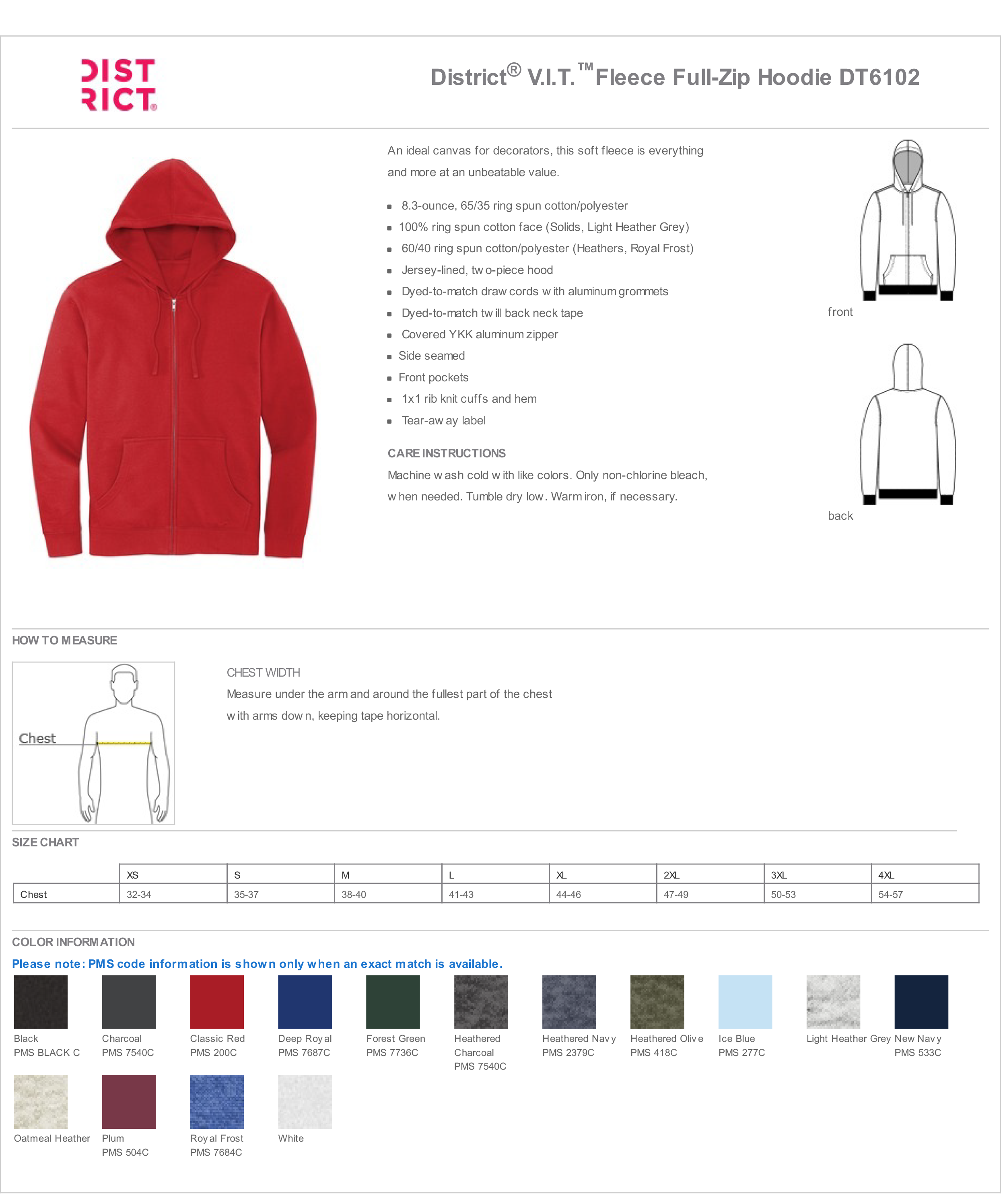 District V.I.T. Fleece Full-Zip Hoodie w/ Print