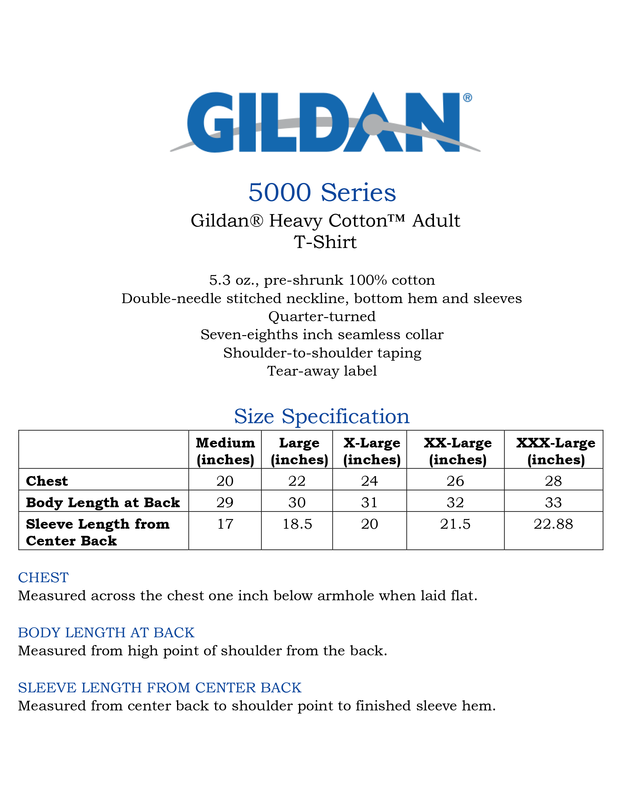 Gildan Heavy Cotton™ Adult BLANK T-shirt No Print