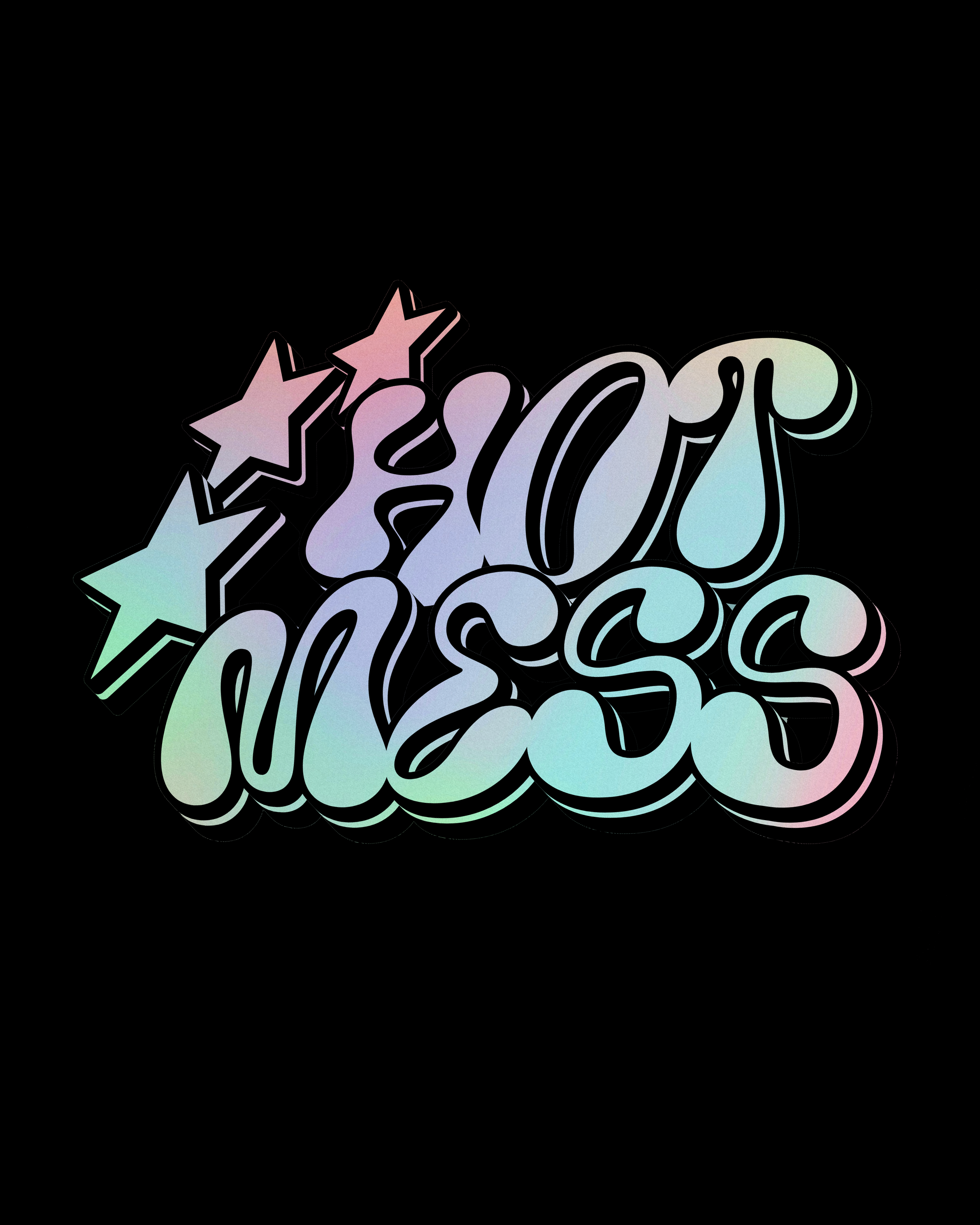 Hot Mess Colorful Text T-Shirt - 4.3oz 100% Cotton Tee