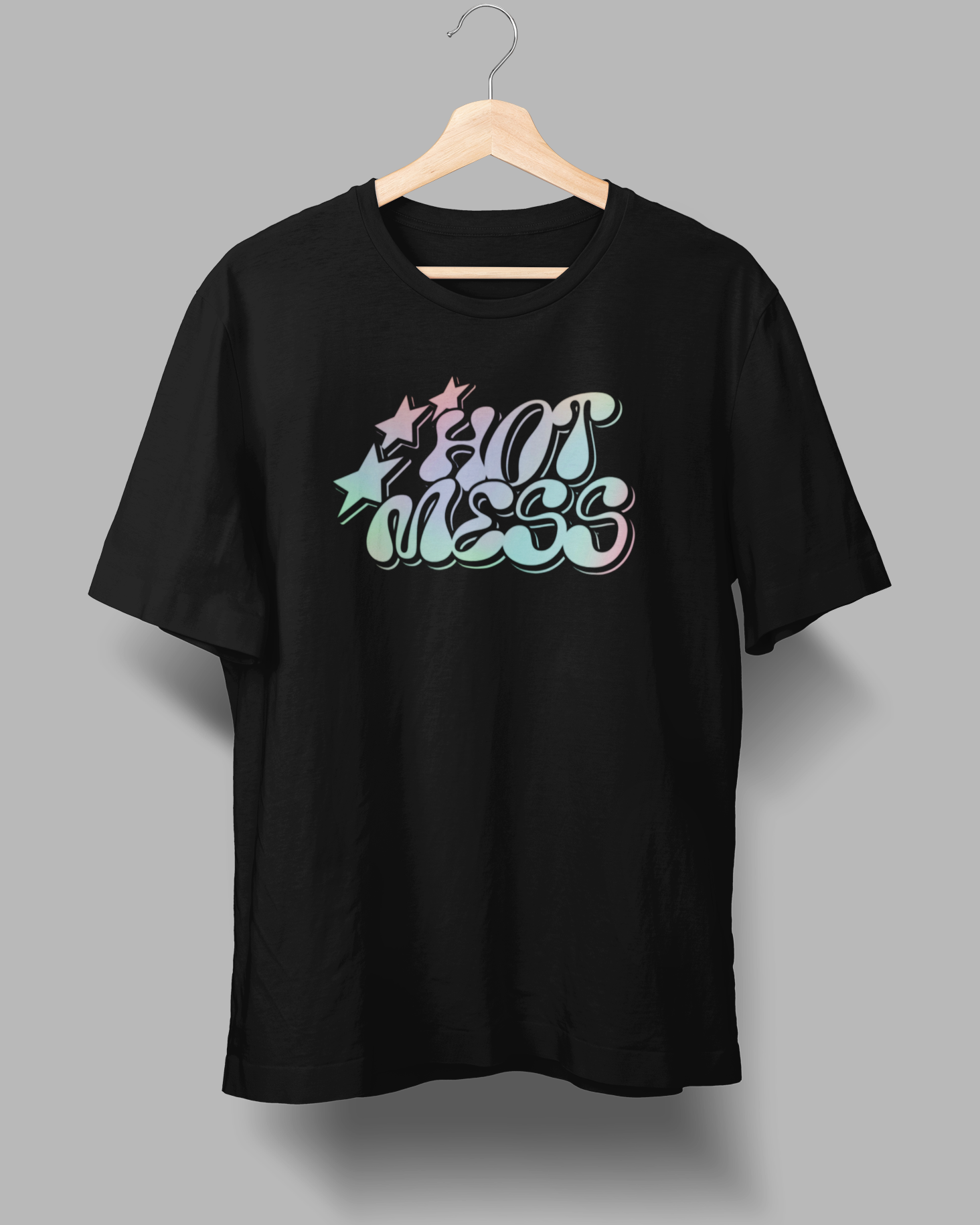 Hot Mess Colorful Text T-Shirt - 4.3oz 100% Cotton Tee