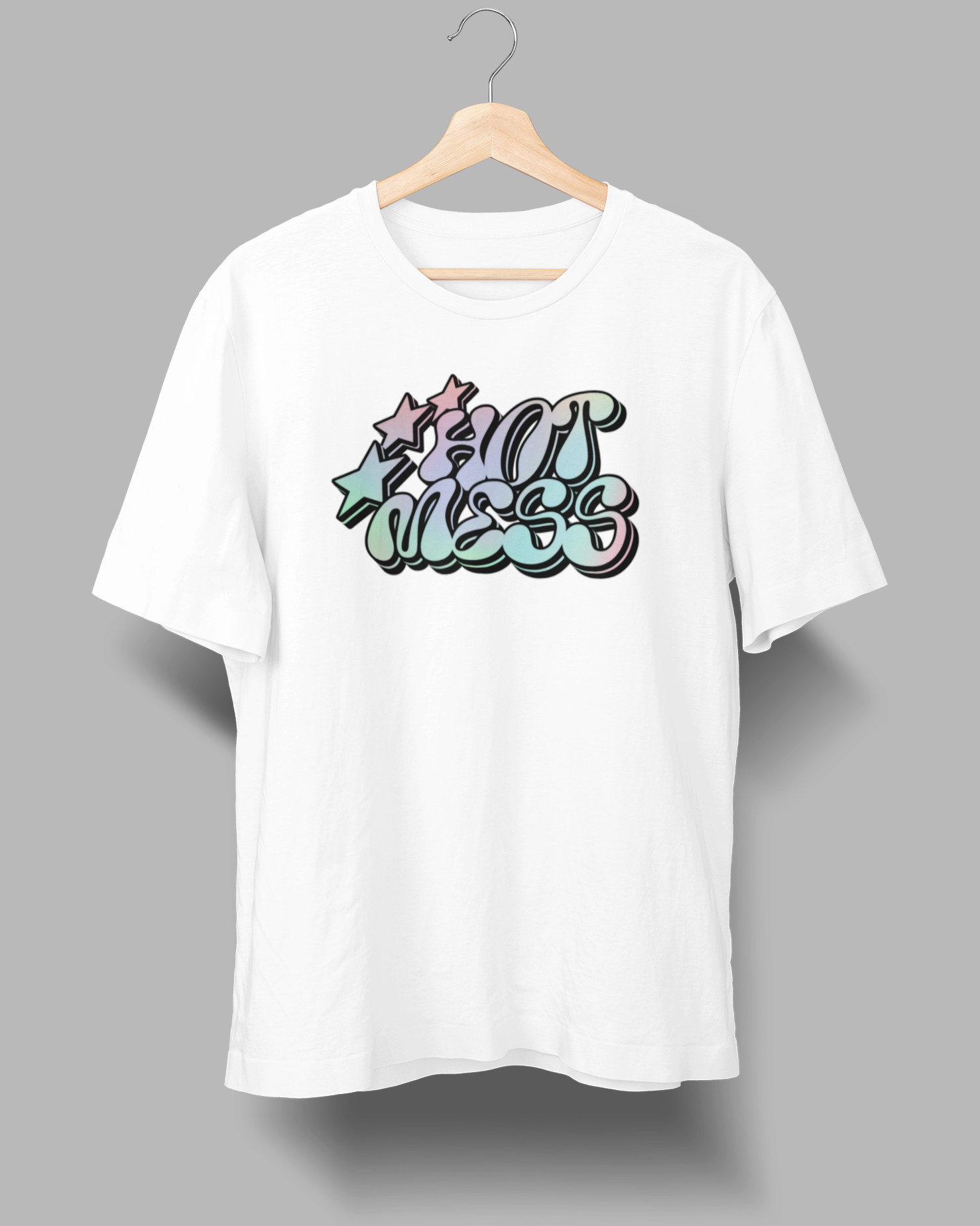 Hot Mess Colorful Text T-Shirt - 4.3oz 100% Cotton Tee