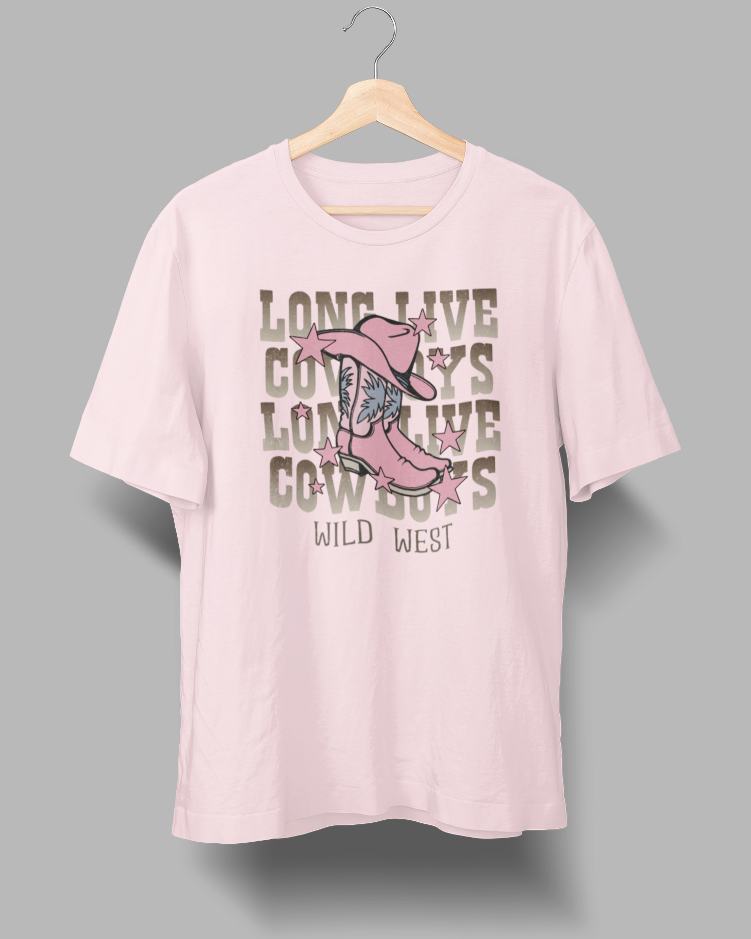 Long Live Cowboys Boots Wild West T-Shirt - 4.3oz 100% Cotton Tee