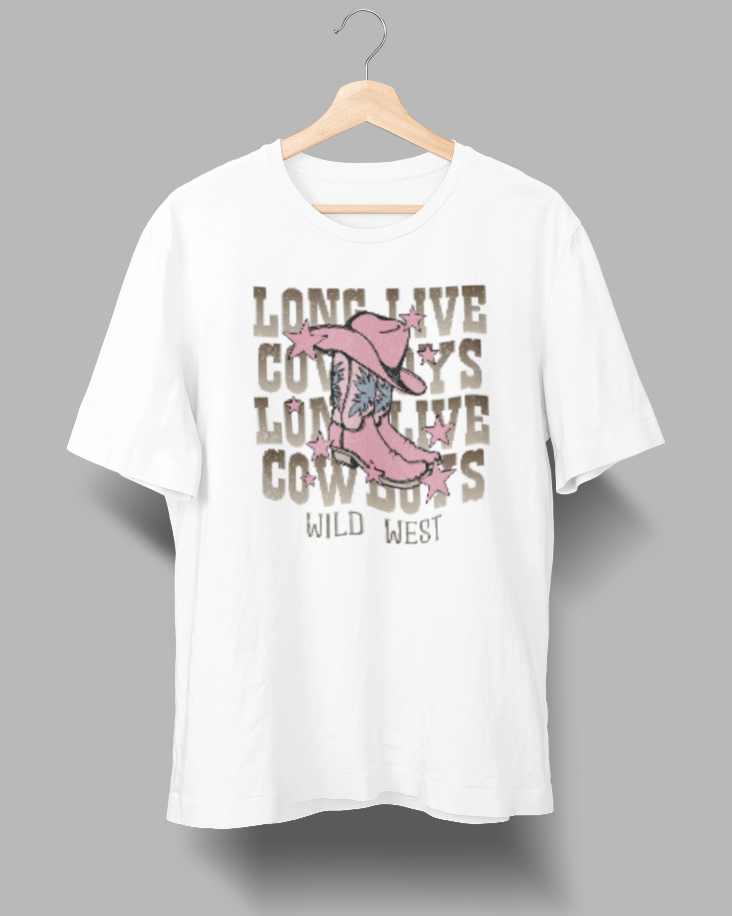 Long Live Cowboys Boots Wild West T-Shirt - 4.3oz 100% Cotton Tee