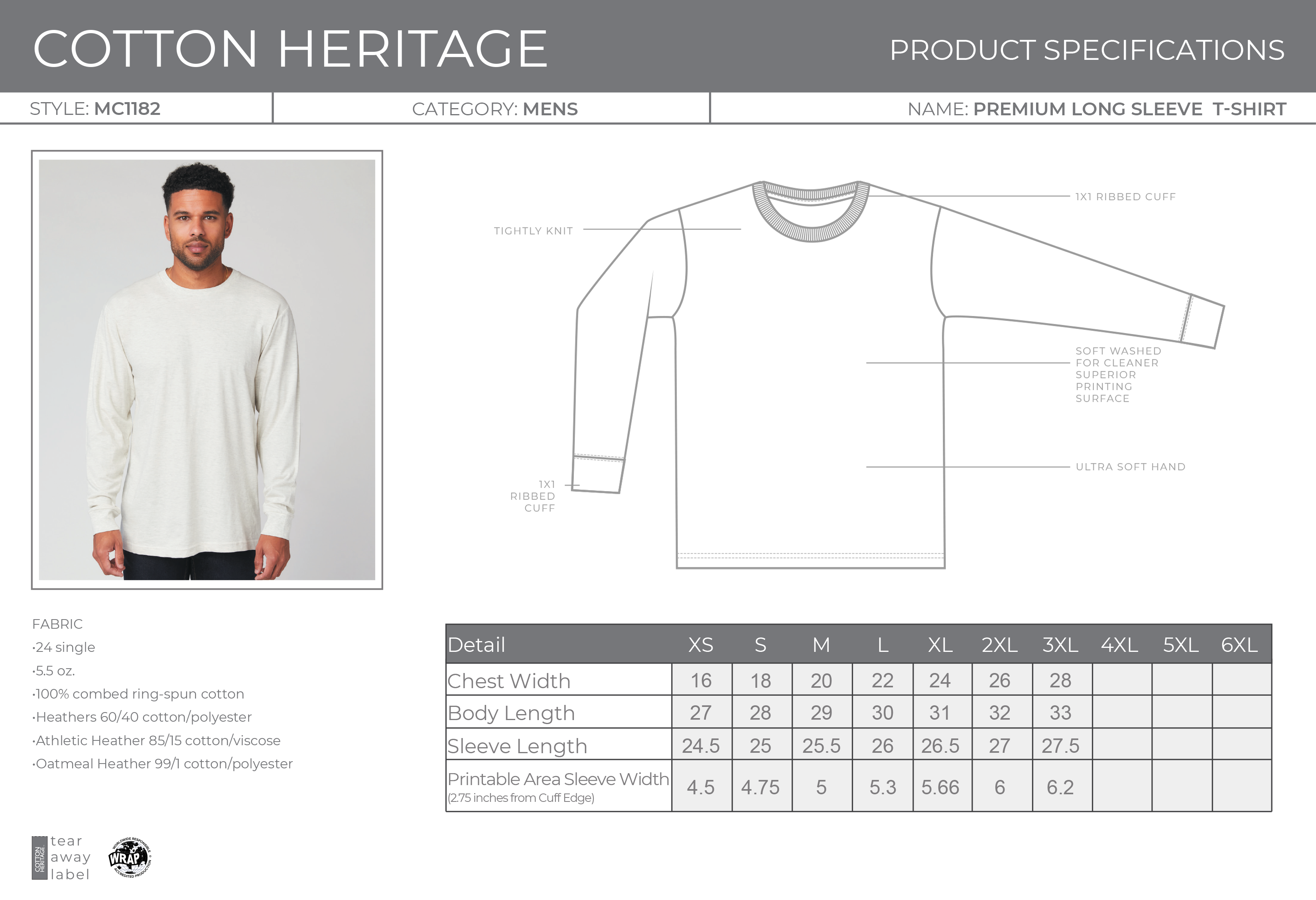 Cotton Heritage Premium Long Sleeve T-Shirt w/ Print