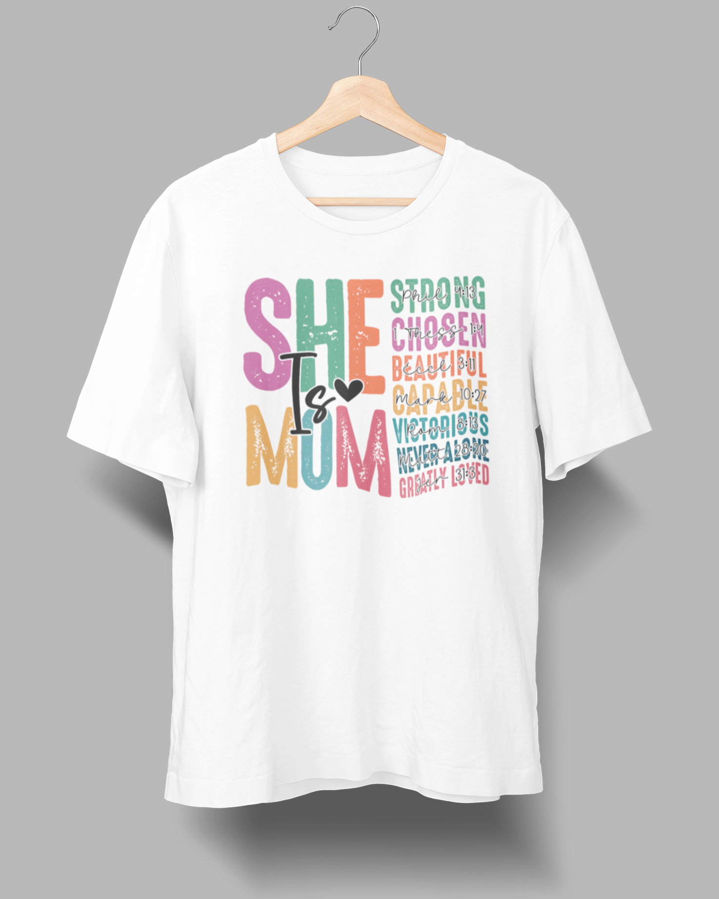 She is Mom Christian Bible Verses T-Shirt - 4.3oz 100% Cotton Tee
