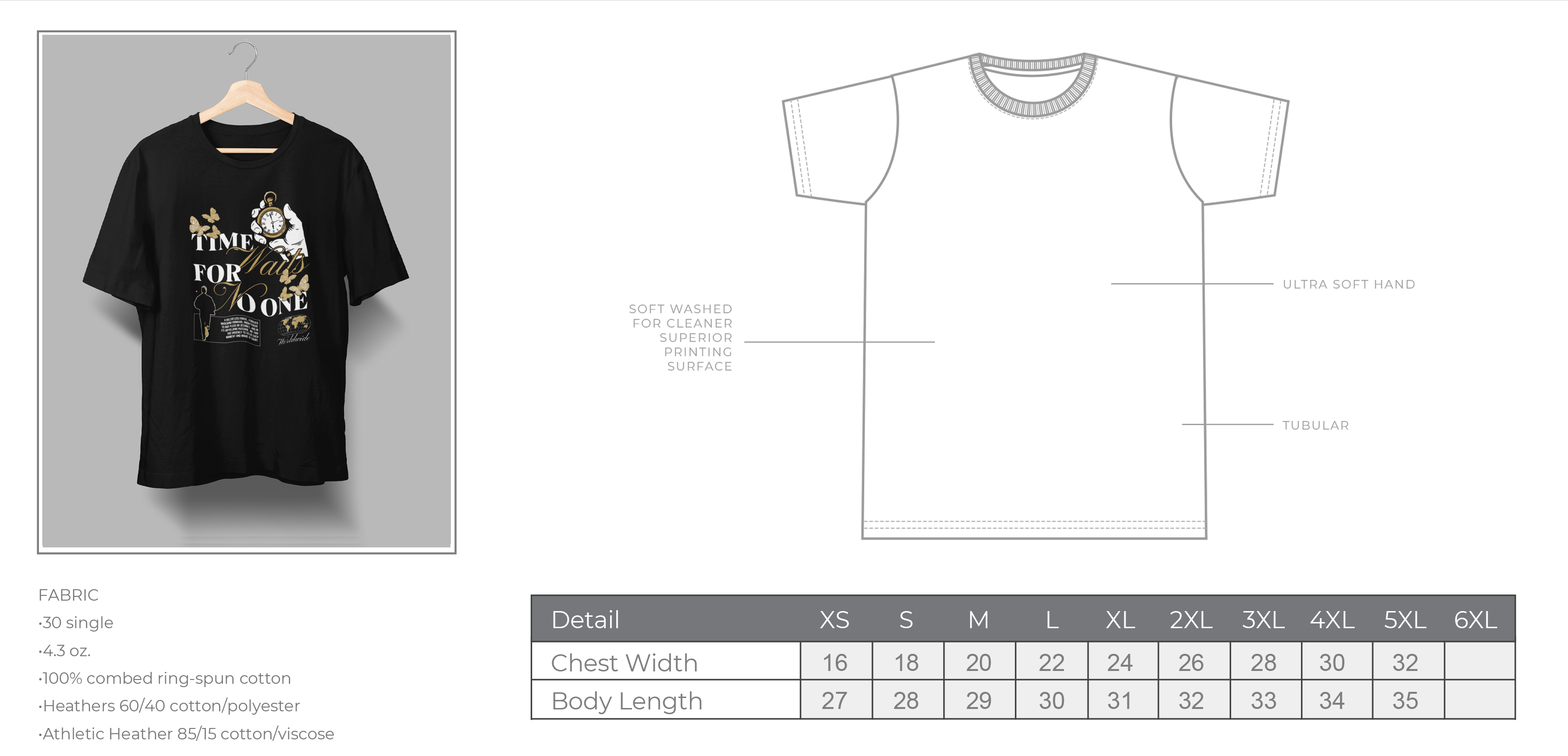 Time Waits for No One T-Shirt - 4.3oz 100% Cotton Tee