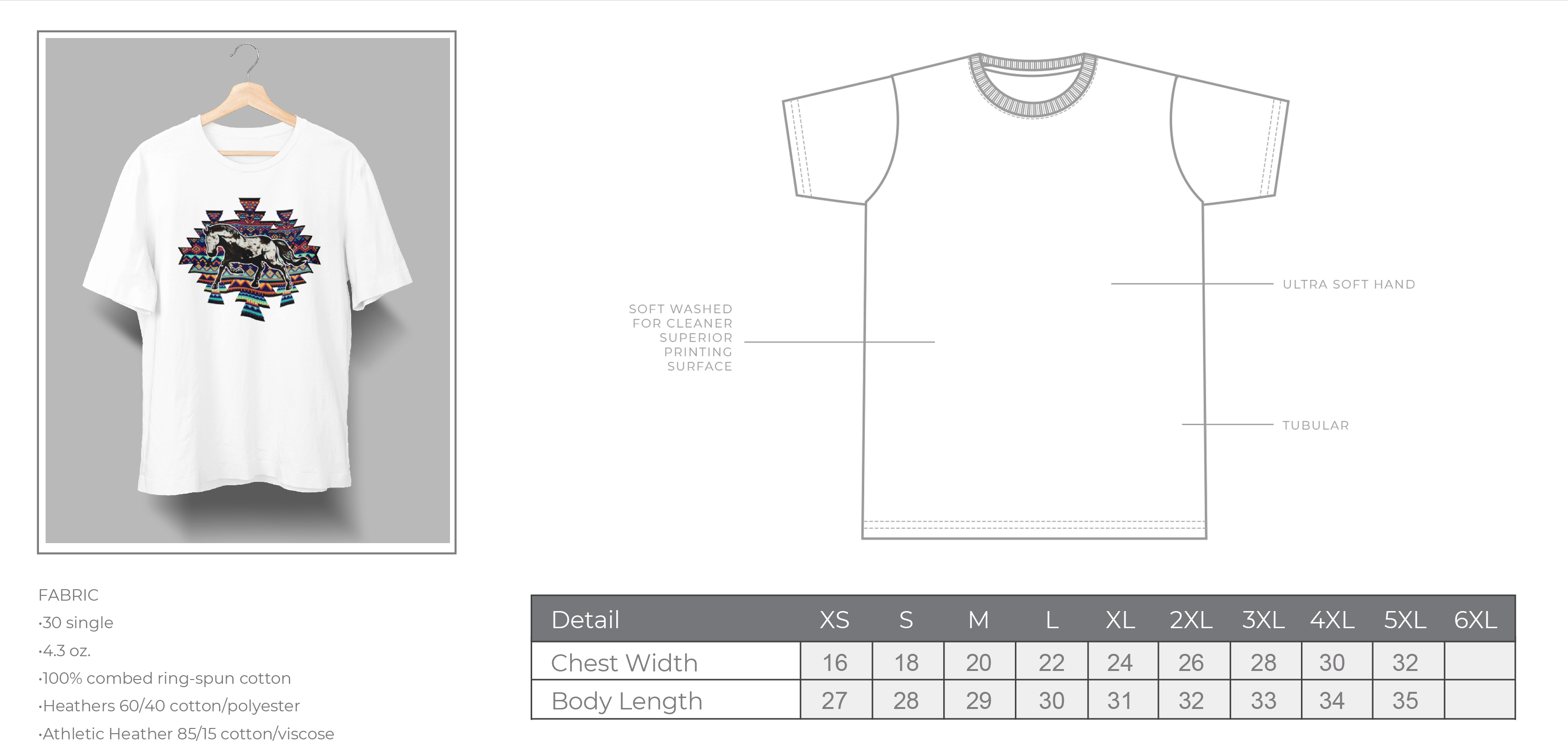 Western Horse Design - 4.3oz 100% Cotton Tee